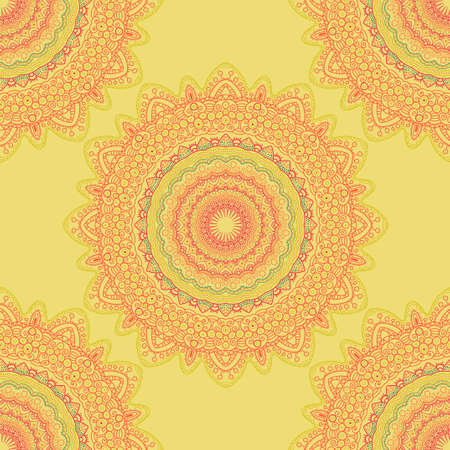 Tribal mandala vector seamless pattern. Vintage design for printing. Hand drawn background. Islam, Arabic, Indian, ottoman oriental ornament.のイラスト素材