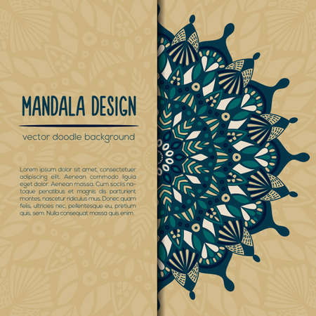 Vector mandala decor for your design with abstract ornament. Vector trinal business card. Oriental design Layout. Islam, Arabic, Indian, ottoman motifs.のイラスト素材