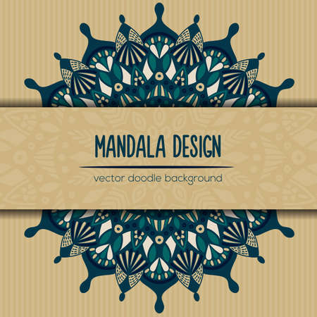 Vector mandala decor for your design with abstract ornament. Vector trinal business card. Oriental design Layout. Islam, Arabic, Indian, ottoman motifs.のイラスト素材