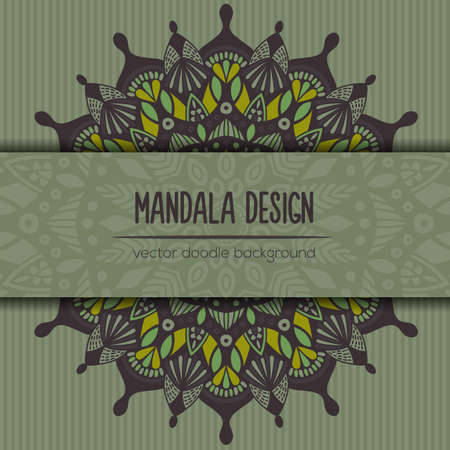 Vector mandala decor for your design with abstract ornament. Vector trinal business card. Oriental design Layout. Islam, Arabic, Indian, ottoman motifs.のイラスト素材