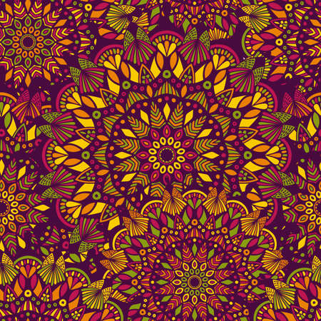 Tribal vector mandala. Vintage design for printing. Hand drawn background. Islam, Arabic, Indian, ottoman oriental ornament.のイラスト素材