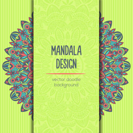 Tribal mandala design set. Vintage decorative elements. Ornamental business cards. Oriental, vector illustration. nature motifs. Doodle ornaments.のイラスト素材