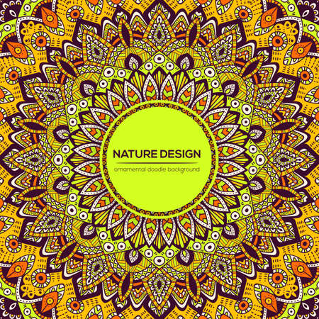 Tribal mandala design set. Vintage decorative elements. Ornamental business cards. Oriental, vector illustration. nature motifs. Doodle ornaments.のイラスト素材