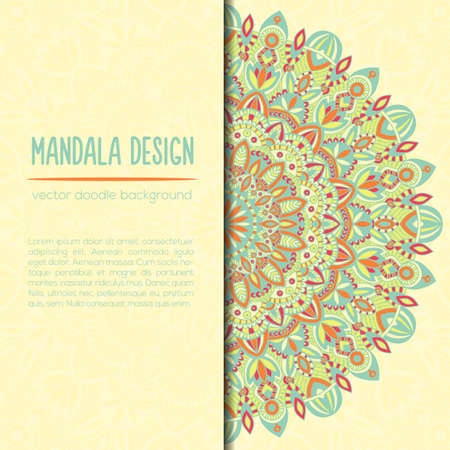 Tribal mandala design. Vintage decorative elements. Ornamental business card. Oriental, vector illustration. nature motifs. Doodle ornaments.のイラスト素材