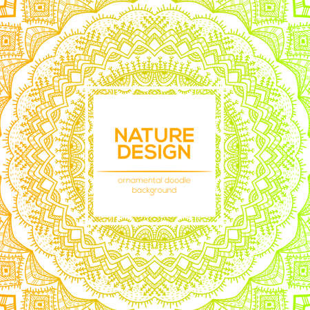Tribal mandala design set. Vintage decorative elements. Ornamental business cards. Oriental, vector illustration. nature motifs. Doodle ornaments.のイラスト素材
