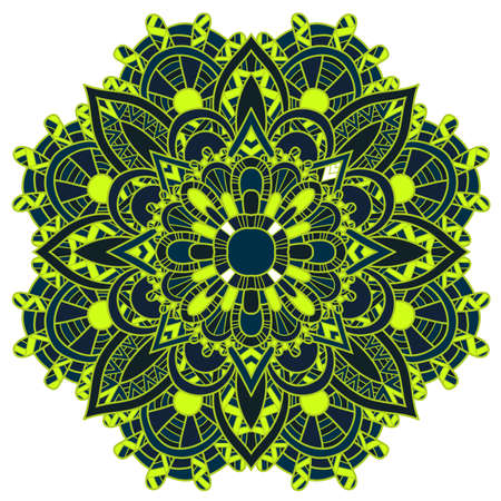 Mandala ornament. Vintage decorative elements. Hand drawn oriental background. Tribal motifs.のイラスト素材