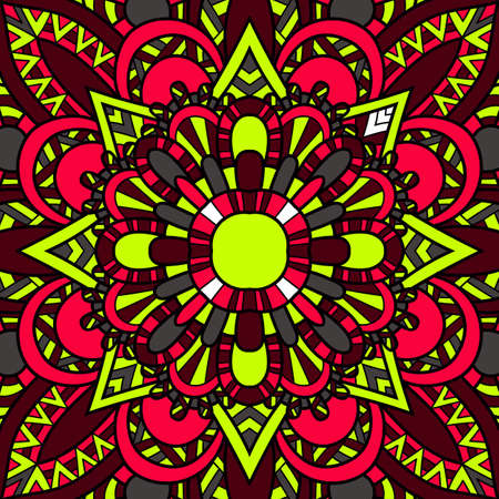 Seamless pattern mandala ornament. Vintage decorative elements. Hand drawn oriental background. Tribal motifs.のイラスト素材