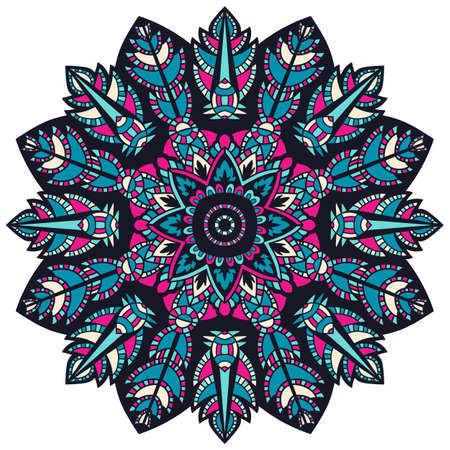 Mandala vector ornament. Vintage decorative elements. Hand drawn oriental background. Tribal motifs.のイラスト素材