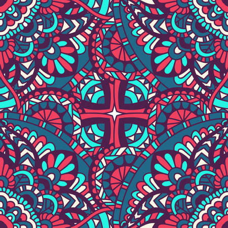 Mandala vector ornament. Vintage decorative elements. Hand drawn oriental background. Tribal motifs.のイラスト素材