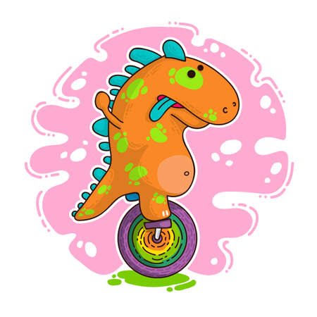 Cool Dino doodle vector illustration for cards, prints, stickes and other designのイラスト素材
