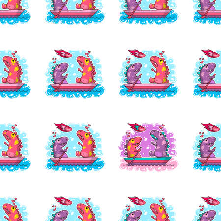 Vector illustration about Dinozaur in love for happy Valentine's Dayのイラスト素材