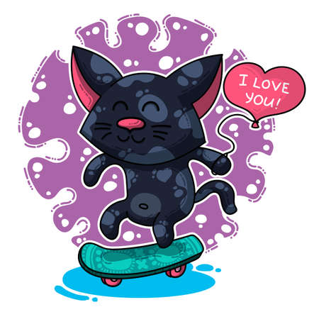 Vector illustration about Cat in love for happy Valentine's Dayのイラスト素材