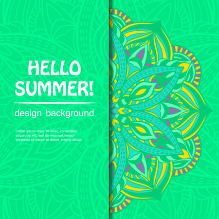 Summer mandala vector design. Ethnic ornamental background.のイラスト素材