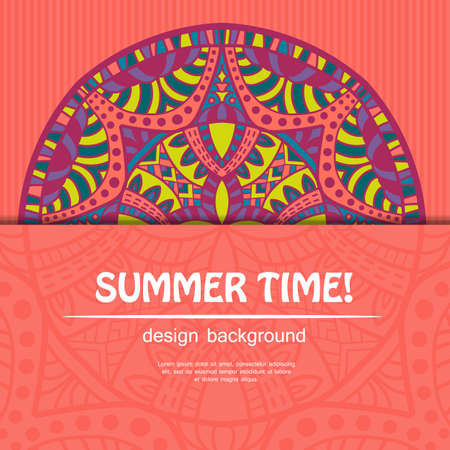 Summer mandala design. Ethnic background.のイラスト素材