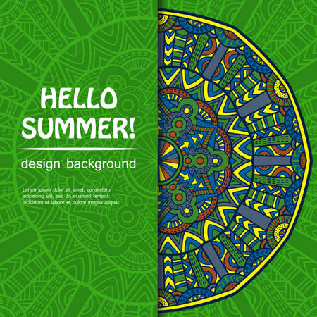 Summer mandala design. Ethnic background.のイラスト素材