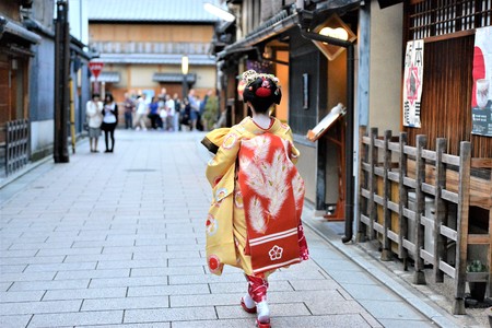 Traditional kimono costumes outfit in Kyoto Japanのeditorial素材