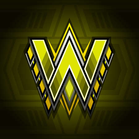 Letter W Mascot for Profile Picture, Gaming, Esports or Background.のイラスト素材