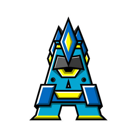 Letter A mascot vector design. Robot cartoon shape.のイラスト素材