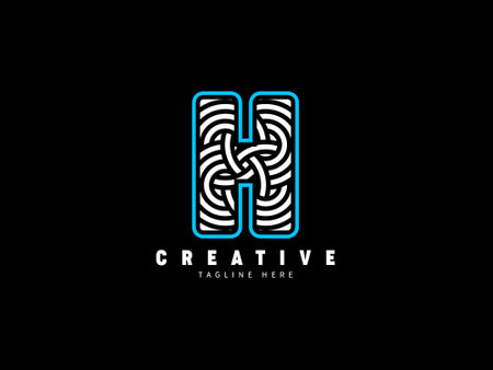 H letter monogram  . Unique stylish. Abstract bold lines.のイラスト素材