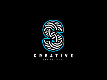 S letter monogram  . Unique stylish. Abstract bold lines.のイラスト素材