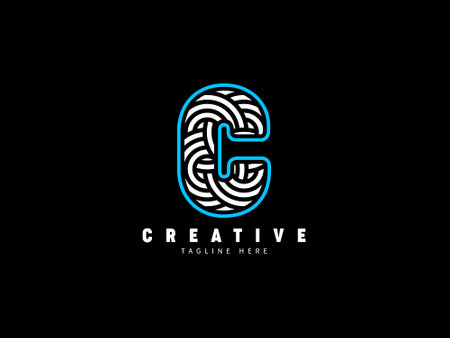 C letter monogram  . Unique stylish. Abstract bold linesのイラスト素材
