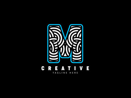 M letter monogram  . Unique stylish. Abstract bold lines.のイラスト素材