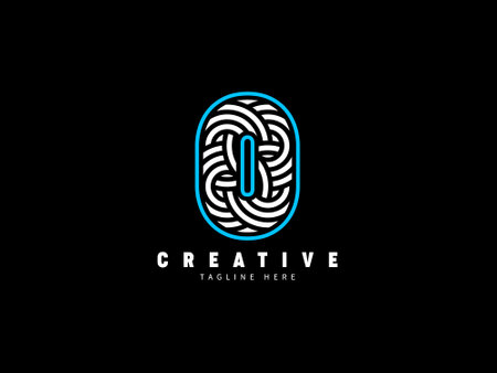 O letter monogram  . Unique stylish. Abstract bold lines.のイラスト素材