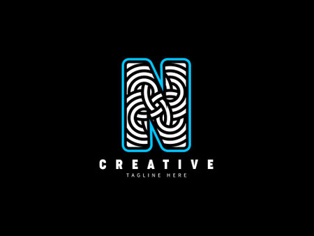 N letter monogram  . Unique stylish. Abstract bold lines.のイラスト素材