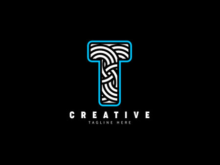 T letter monogram . Unique stylish. Abstract bold lines.のイラスト素材