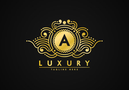 A letter  luxury design. Badge template for brand. unique texture.のイラスト素材