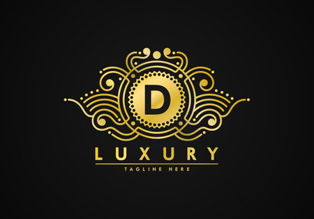 D letter   luxury design. Badge template for brand. unique texture.のイラスト素材