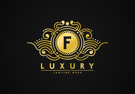 F letter   luxury design. Badge template for brand. unique texture.のイラスト素材