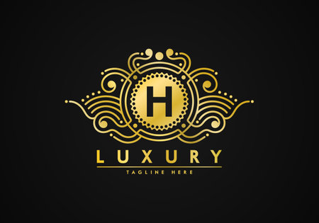 H letter  luxury design. Badge template for brand. unique texture.のイラスト素材