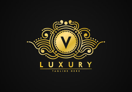 V letter  luxury design. Badge template for brand. unique texture.のイラスト素材
