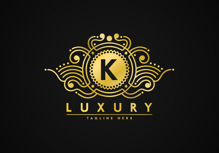 K letter  luxury design. Badge template for brand. unique texture.のイラスト素材