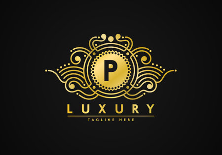 P letter  luxury design. Badge template for brand. unique texture.のイラスト素材