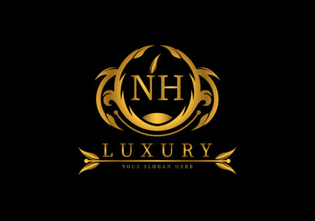 Initial NH Luxury Logo template vector for brand, company or fashion.のイラスト素材