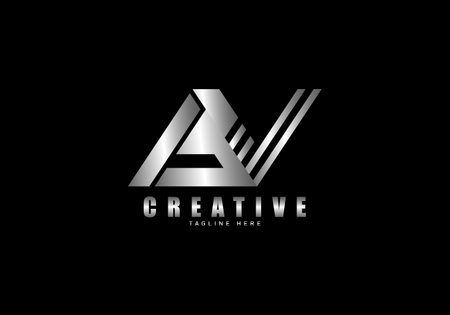 Initial AV letter Monogram Logo, silver color looks elegant and modern for a brand or company.のイラスト素材