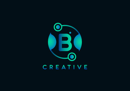 Initial Letter B Technology Logo, Unique style with gradient color.のイラスト素材