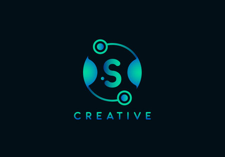 Initial Letter S Technology Logo, Unique style with gradient color.のイラスト素材