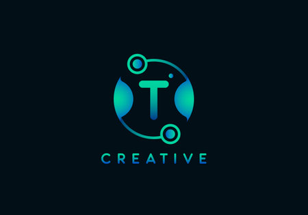 Initial Letter T Technology Logo, Unique style with gradient color.のイラスト素材