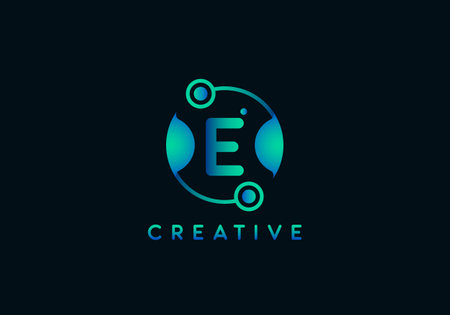Initial Letter E Technology Logo, Unique style with gradient color.のイラスト素材