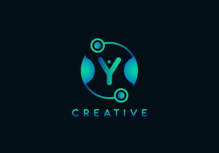 Initial Letter Y Technology Logo, Unique style with gradient color.のイラスト素材
