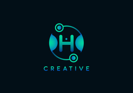 Initial Letter H Technology Logo, Unique style with gradient color.のイラスト素材