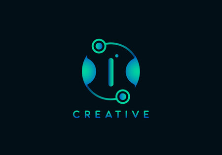 Initial Letter I Technology Logo, Unique style with gradient color.のイラスト素材
