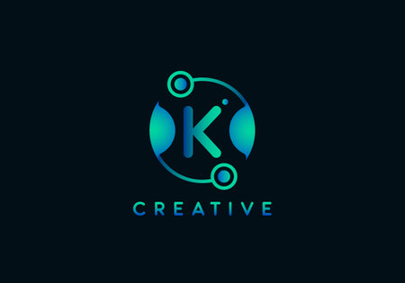 Initial Letter K Technology Logo, Unique style with gradient color.のイラスト素材