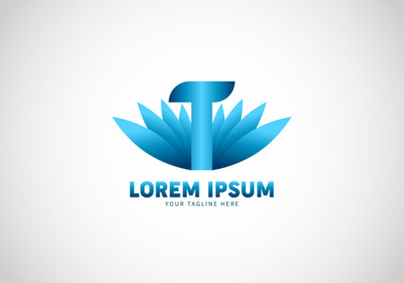 Initial T Letter Wing, Logo Template, Elegant Design, Resembling a flower.のイラスト素材