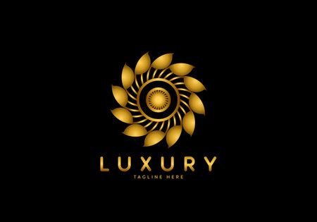 Letter O Golden Flower, Luxury logo template, circle ornament.のイラスト素材