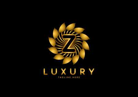 Letter Z Golden Flower, Luxury logo template, circle ornament.のイラスト素材