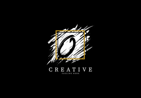 Letter O Splash Grange Logo Design, Texture Brush with a square grid.のイラスト素材